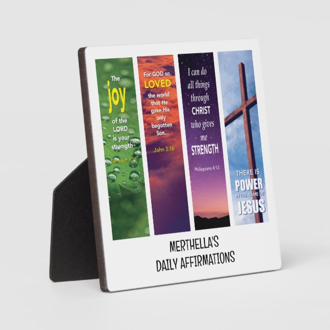 Personalized Christian BIBLE AFFIRMATIONS Plaque (Front)