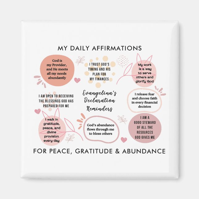 Personalized Christian Daily Affirmations Quotes Magnet (Front)