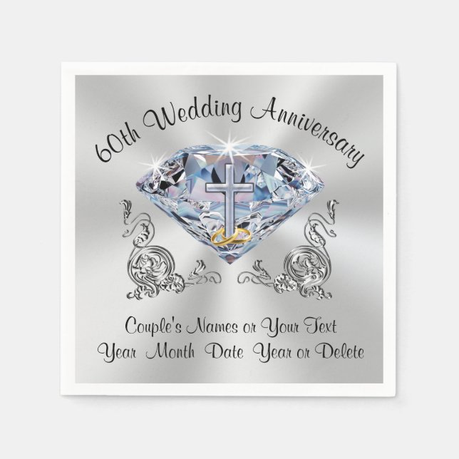 Personalized Christian Diamond Anniversary Napkins (Front)