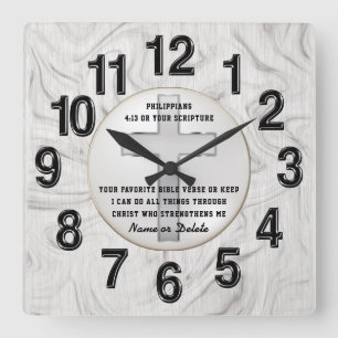 Personalized Christian Encouragement Gifts for Him Square Wall Clock
