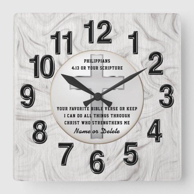 Personalized Christian Encouragement Gifts for Him Square Wall Clock (Front)