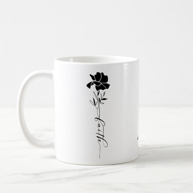 Personalized Christian Faith Floral Coffee Mug (Left)