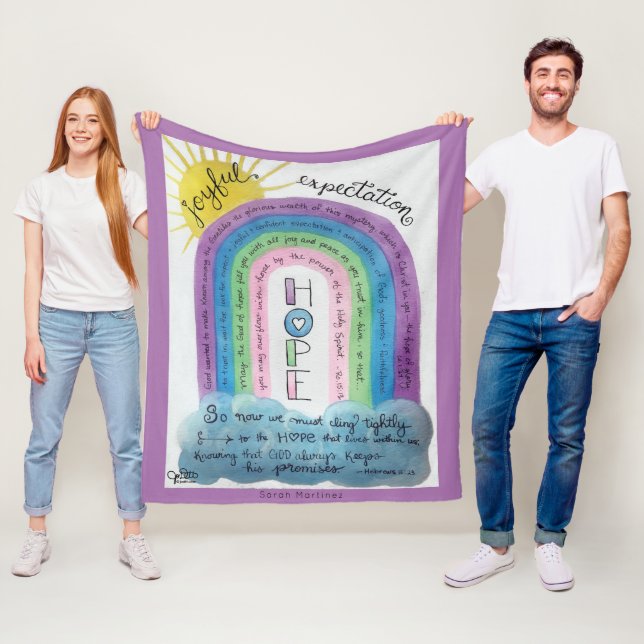 Personalized Christian Faith Inspirational Rainbow Fleece Blanket (In Situ)