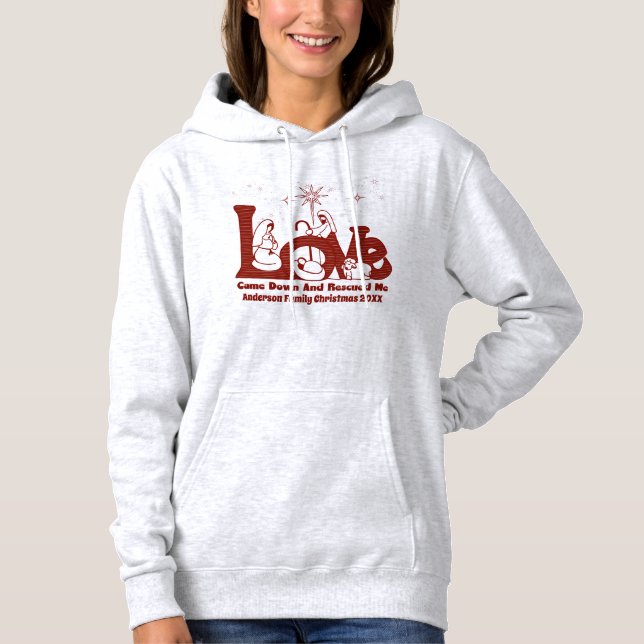 Personalized Christian Family Christmas Nativity Hoodie (Front)