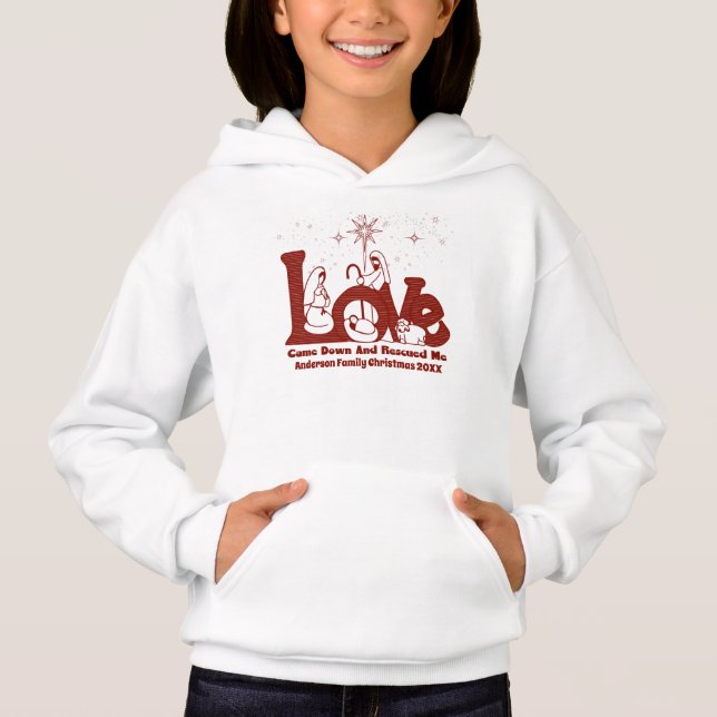 Personalized Christian Family Christmas Nativity Hoodie (Front)