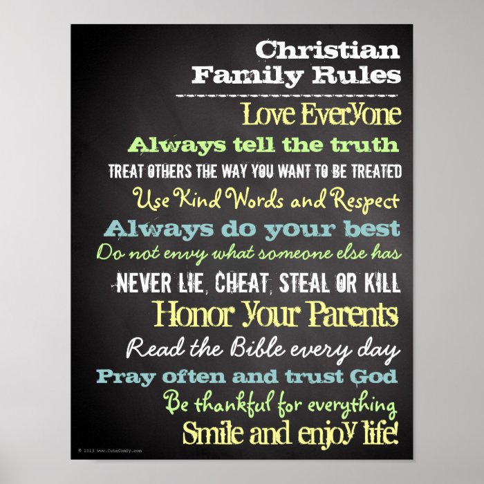 Personalized Christian Family Rules House Sign Print