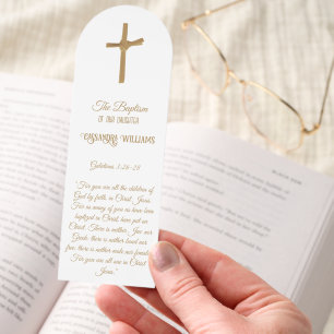 Personalized Christian Golden Palm Cross and Verse Bookmarks