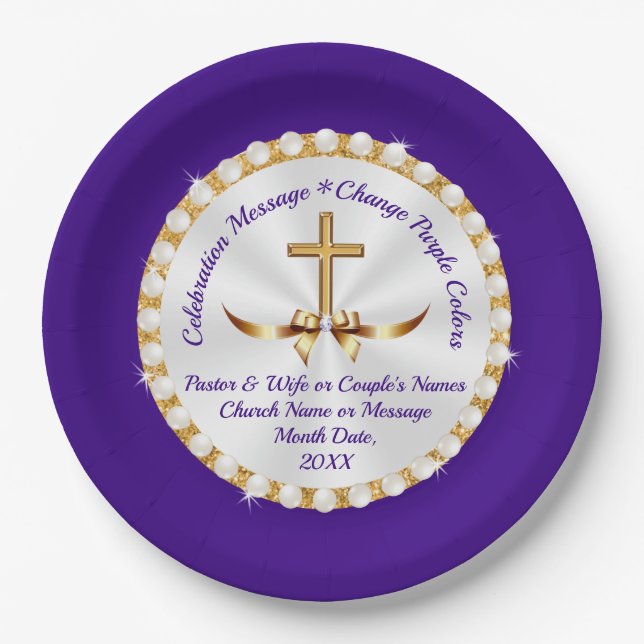 Personalized, Christian Paper Plates, ANY Occasion Plates (Front)