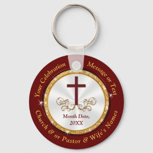 Personalized, Christian Party Favors, Burgundy  Keychain
