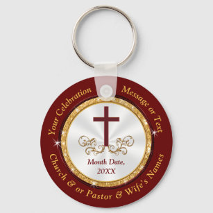 Personalized, Christian Party Favors, Burgundy  Keychain