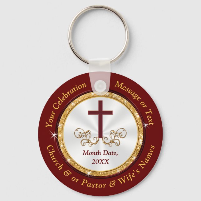 Personalized, Christian Party Favors, Burgundy  Keychain (Front)