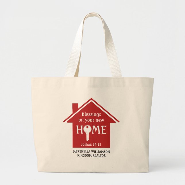 Personalized Christian REALTOR Real Estate  Large Tote Bag (Front)
