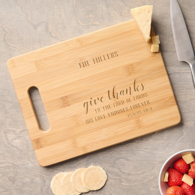 Personalized Christian Scripture Thanksgiving Gift Engraved Cutting Board (Cheese)