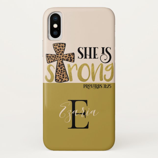 Personalized Christian She Is Strong Proverbs 31 Case-Mate iPhone Case (Back)