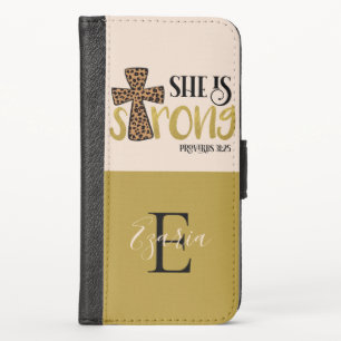 Personalized Christian She Is Strong Proverbs 31 iPhone X Wallet Case