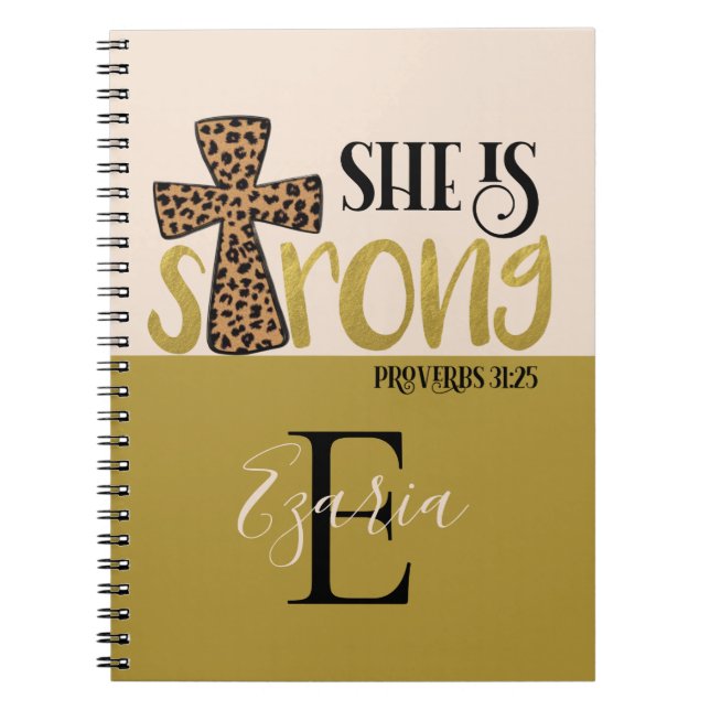 Personalized Christian She Is Strong Proverbs 31 Notebook (Front)