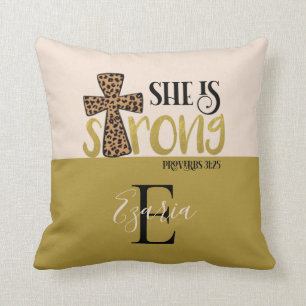 Personalized Christian She Is Strong Proverbs 31 Throw Pillow