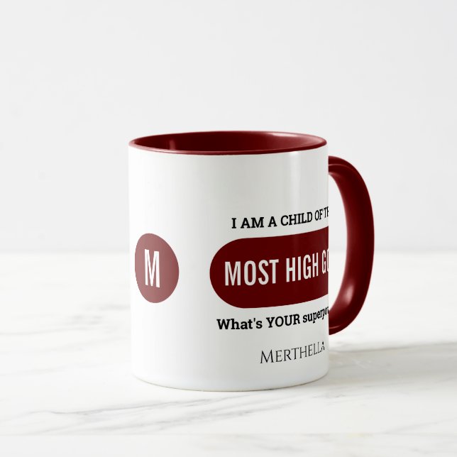 Personalized Christian Superpower Monogram Mug (Front Right)