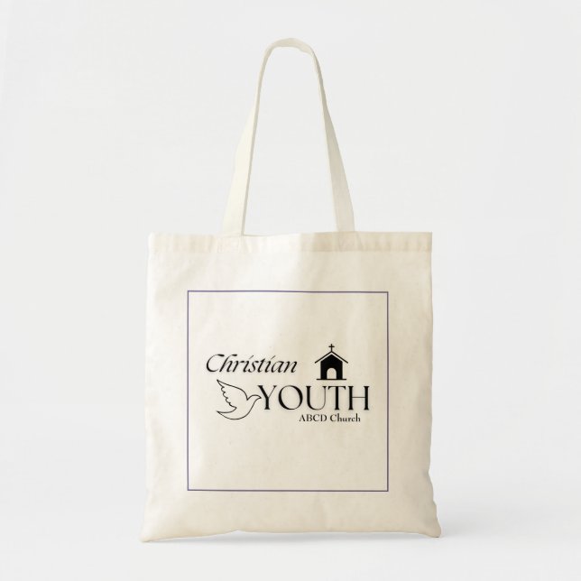 Personalized Christian Youth Dove Church Tote Bag (Front)