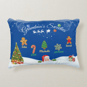 Personalized Christmas 5 Names Grandma's Sweeties Accent Pillow