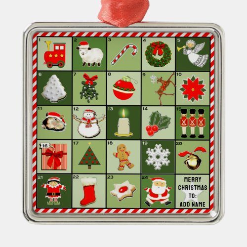 Personalized Christmas Advent Calendar Metal Ornament