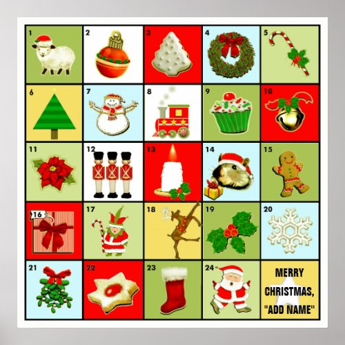 Personalized Christmas Advent Calendar Poster