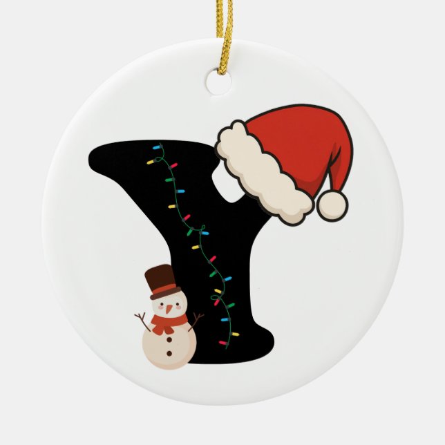 Personalized Christmas Alphabet Y Ceramic Ornament (Front)
