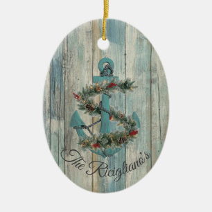 Personalized Christmas Anchor Ceramic Ornament