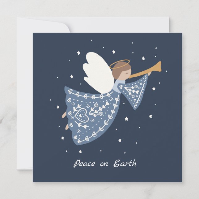 Personalized Christmas Angel Holiday Peace Earth Invitation (Front)