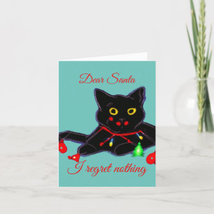 Personalized Christmas Angry Festive Black Cat Holiday Card