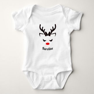 Personalized christmas baby one-piece with a deer 