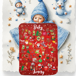 Personalized Christmas Baby's Name Winter Elegant Baby Blanket