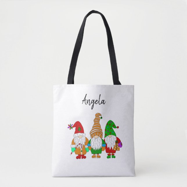 Personalized Christmas Bag with Cute Cartoon Gnome (Front)