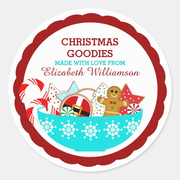 Personalized Christmas Baked Goods Classic Round Sticker