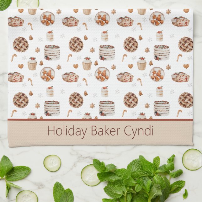 Personalized Christmas Baking Kitchen Towel (Folded)