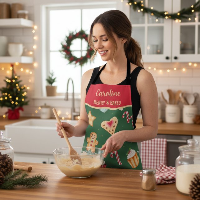 Personalized Christmas Baking Pattern Apron (Creator Uploaded)