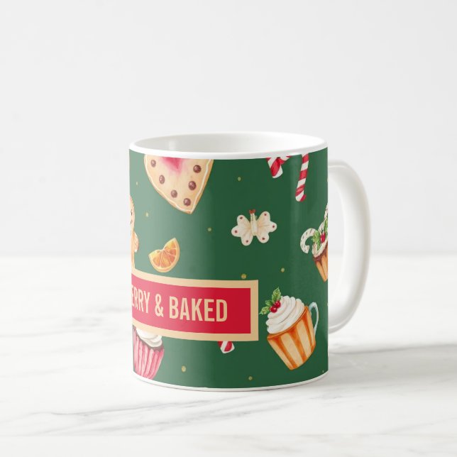 Personalized Christmas Baking Pattern Coffee Mug (Front Right)