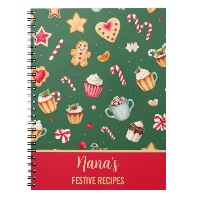 Personalized Christmas Baking Pattern Notebook (Front)