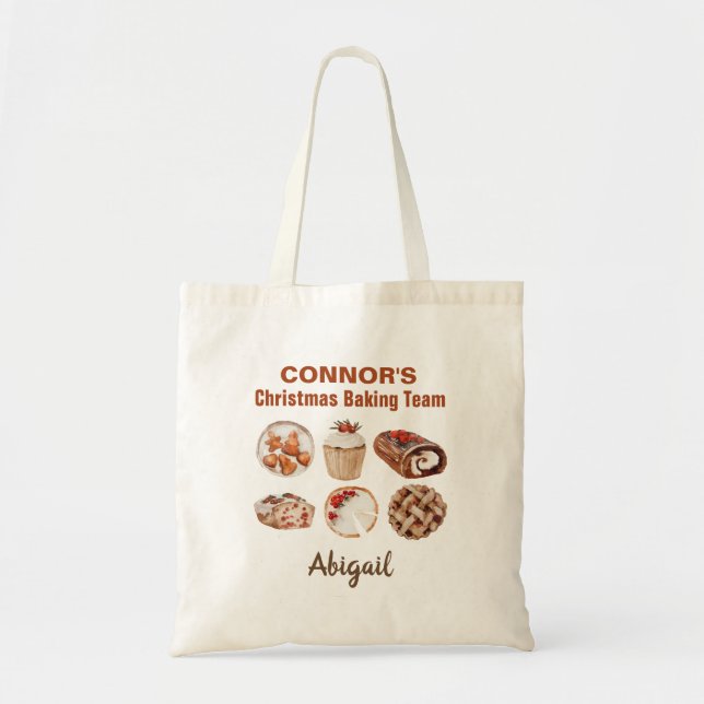 Personalized Christmas Baking Team Tote Bag (Front)