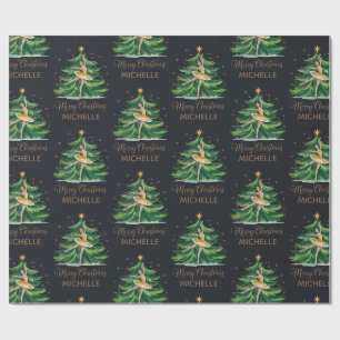 Personalized Christmas ballet Ballerina dancer Wrapping Paper