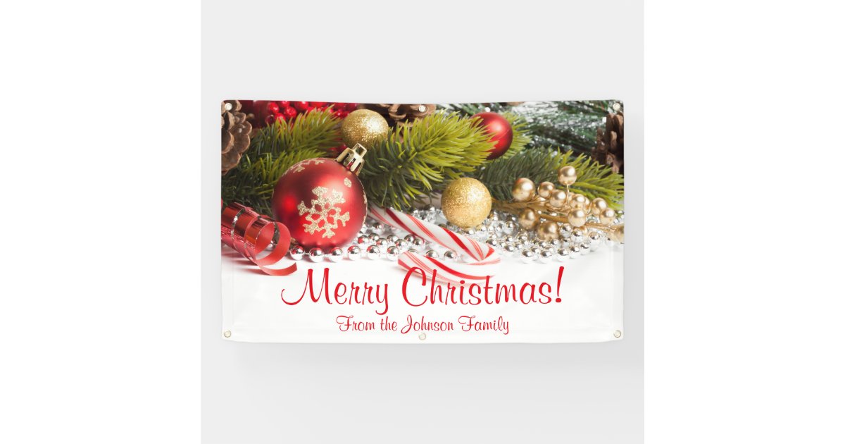 Personalized Christmas Banner Candy Cane Ornaments