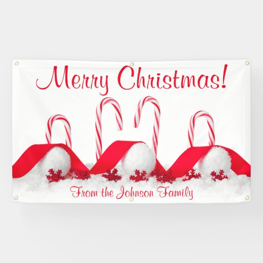 Personalized Christmas Banner Candy Canes Snowball
