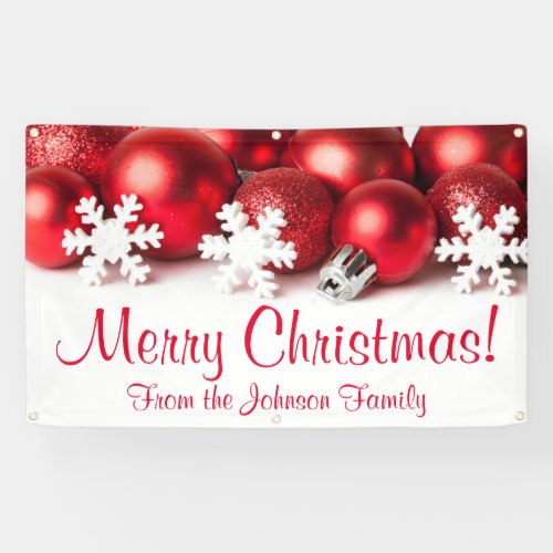 Personalized Christmas Banner Red Tree Ornaments
