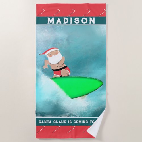 Personalized Christmas Beach Towel