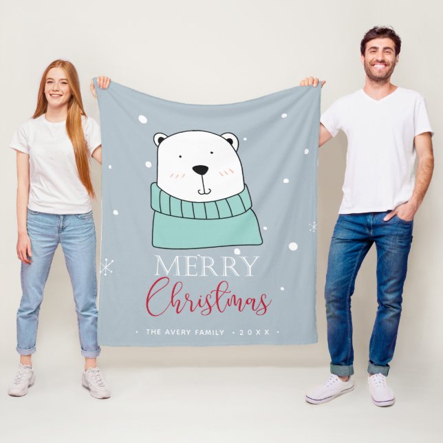 Personalized Christmas Bear Fleece Blanket (In Situ)