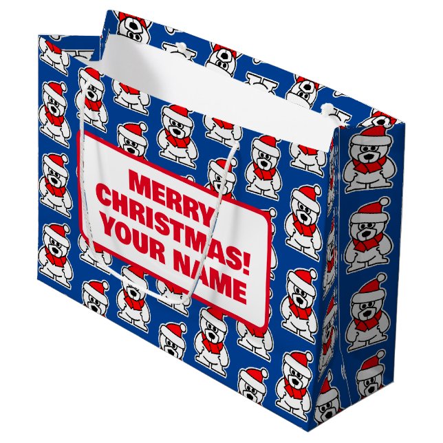 Personalized Christmas bear gift bag for kids (Front Angled)
