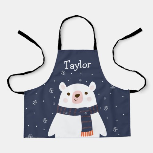 Personalized Christmas Bear Kids Apron