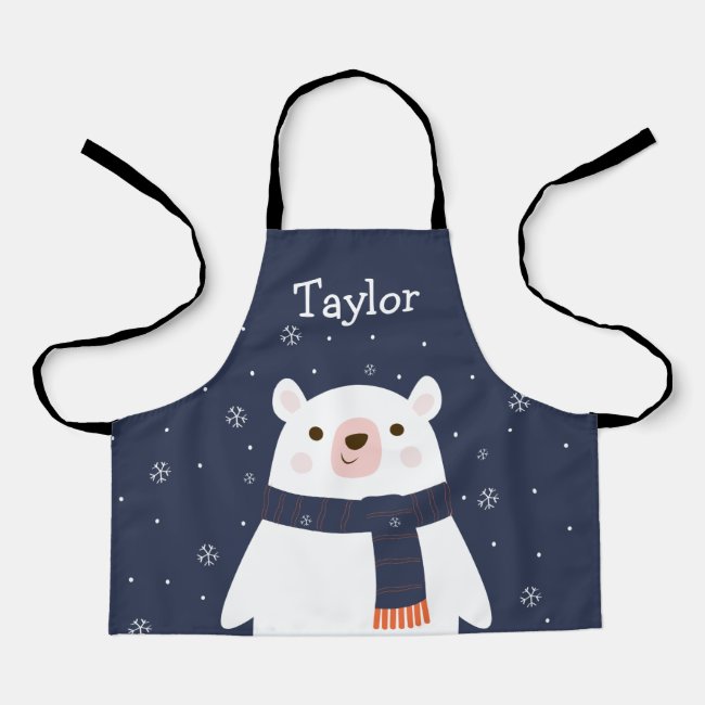 Personalized Christmas Bear Kids Apron