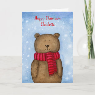 Personalized Christmas Bear kids Christmas Card