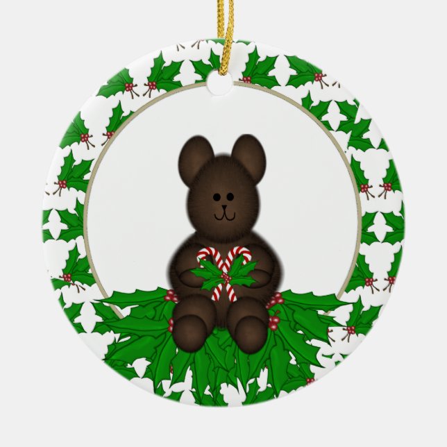 Personalized Christmas Bear Ornament (Front)